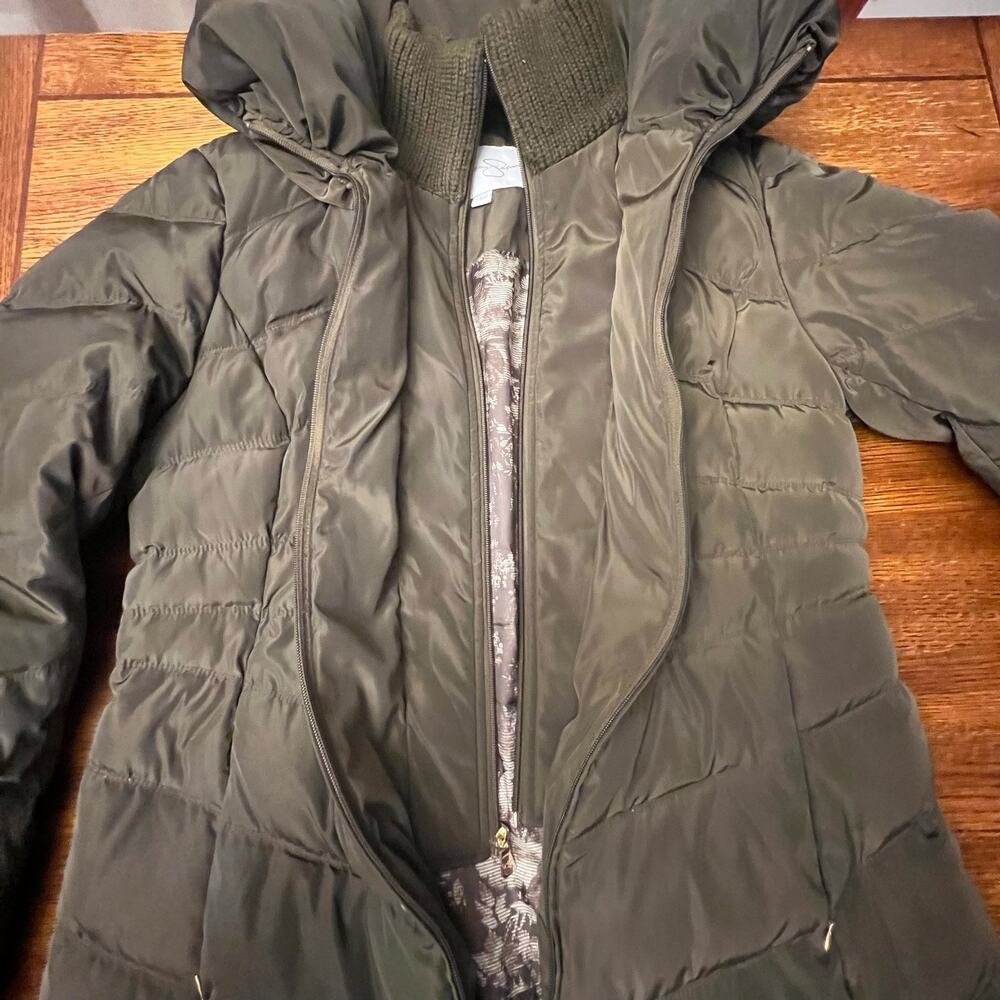 Jessica Simpson Down Puffer Coat Olive Green Size Large - Picture 11 of 16